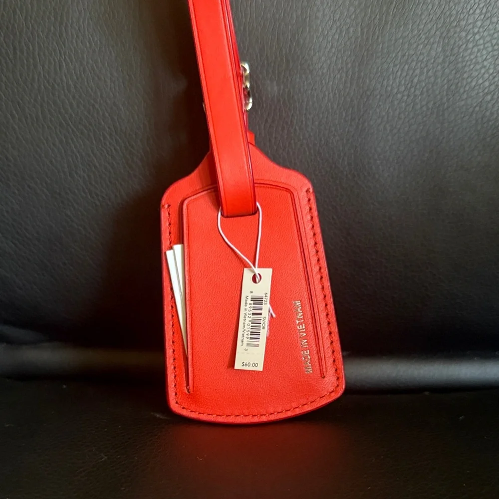Coach Red Leather Luggage Tag with Animal Design